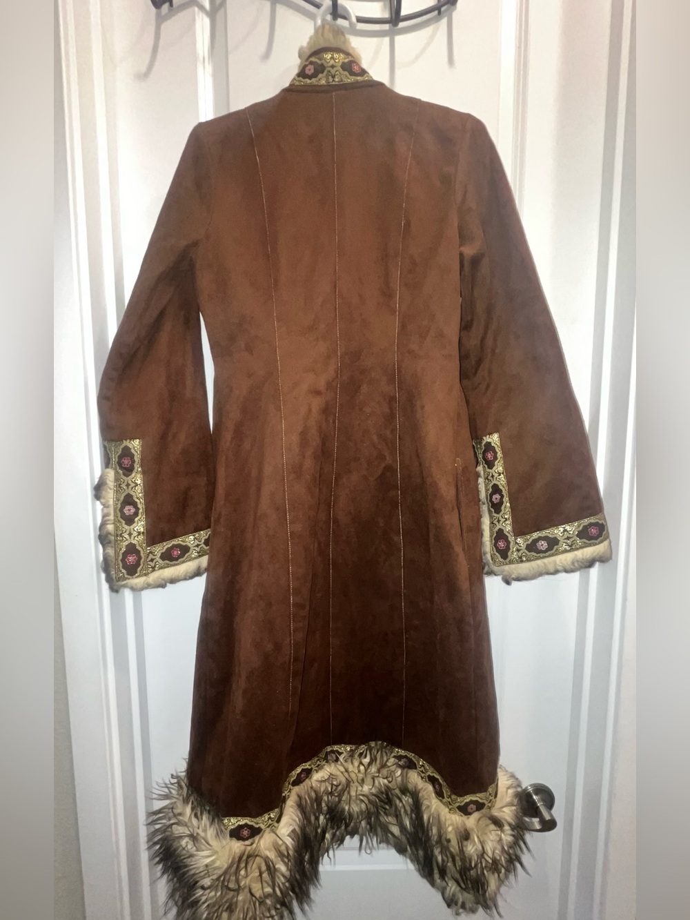 Afghan coat vintage 70s bohemian -style brown suede and shearling - Picture 2 of 10